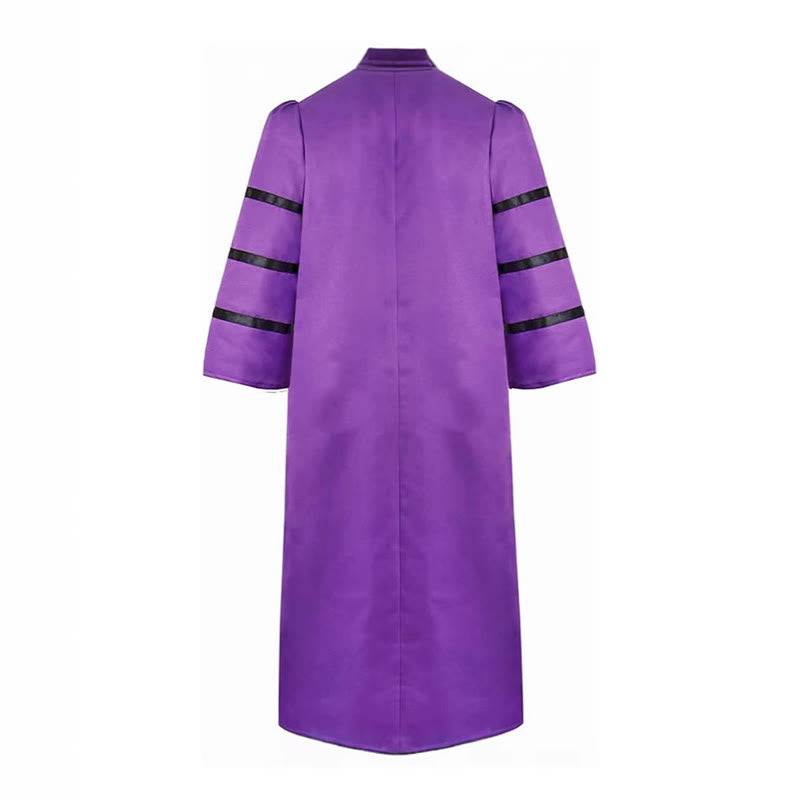 Christianartworkshop Verzierte violette Geistliche Robe mit goldenem Kreuz und gestreiftem Stil - image 4
