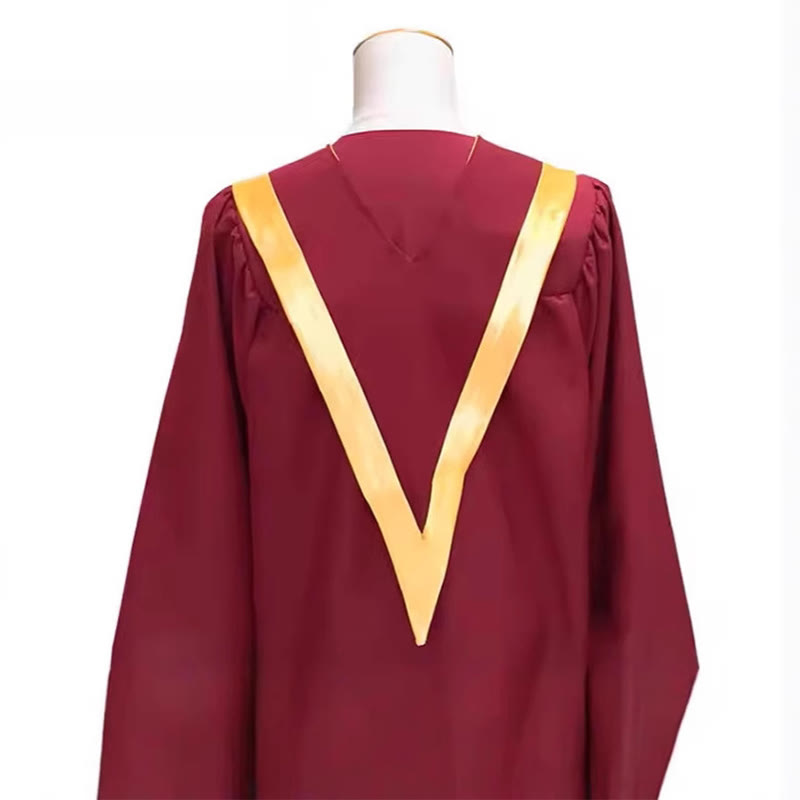 Christianartworkshop Traditionelle burgunderrote Priesterrobe mit goldenem Kreuz und V-Ausschnittbesatz - image 6
