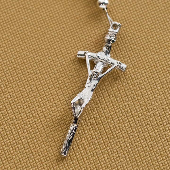 Christianartworkshop Mattschwarzer und weißer Lavastein mit Katzen- und Kuh-Chrams-Armband und Tier-Rosenkranz - image 7