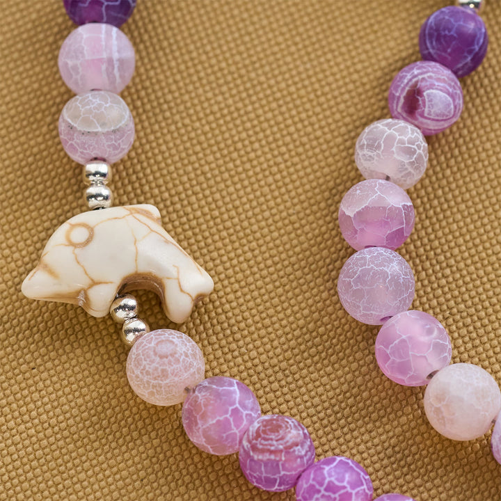 Christianartworkshop Ocean of Faith Lila verwitterter Achat und Delfin-Anhänger Tier-Rosenkranz - image 6