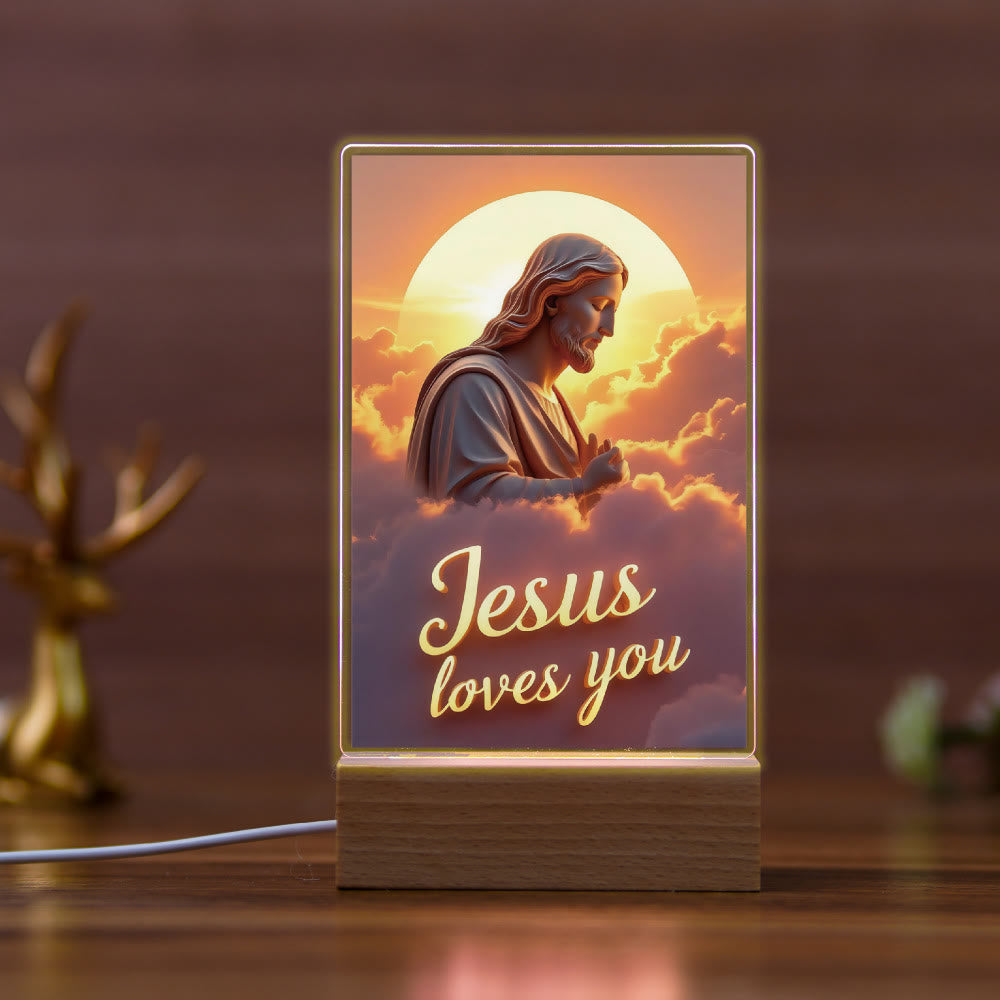 Christianartworkshop Religiöses Jesus-Nachtlicht für die tägliche Zuneigung: Warmes Leuchten und liebevolle Botschaft - A - image 0