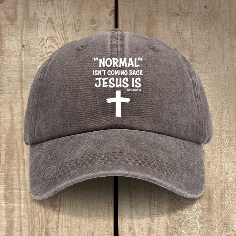 Christianartworkshop „Jesus Is Coming Back“ Unisex-Mütze aus gewaschener Baumwolle im Used-Look - Kaffee - image 11