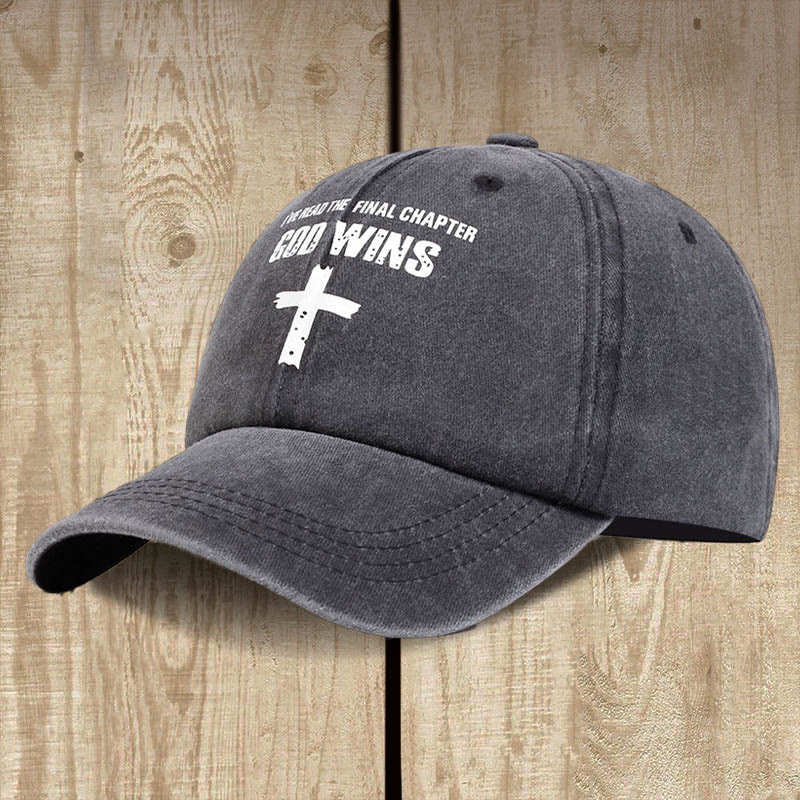 Christianartworkshop Unisex-Mütze aus gewaschener Baumwolle mit Aufschrift „God Wins“ - image 2