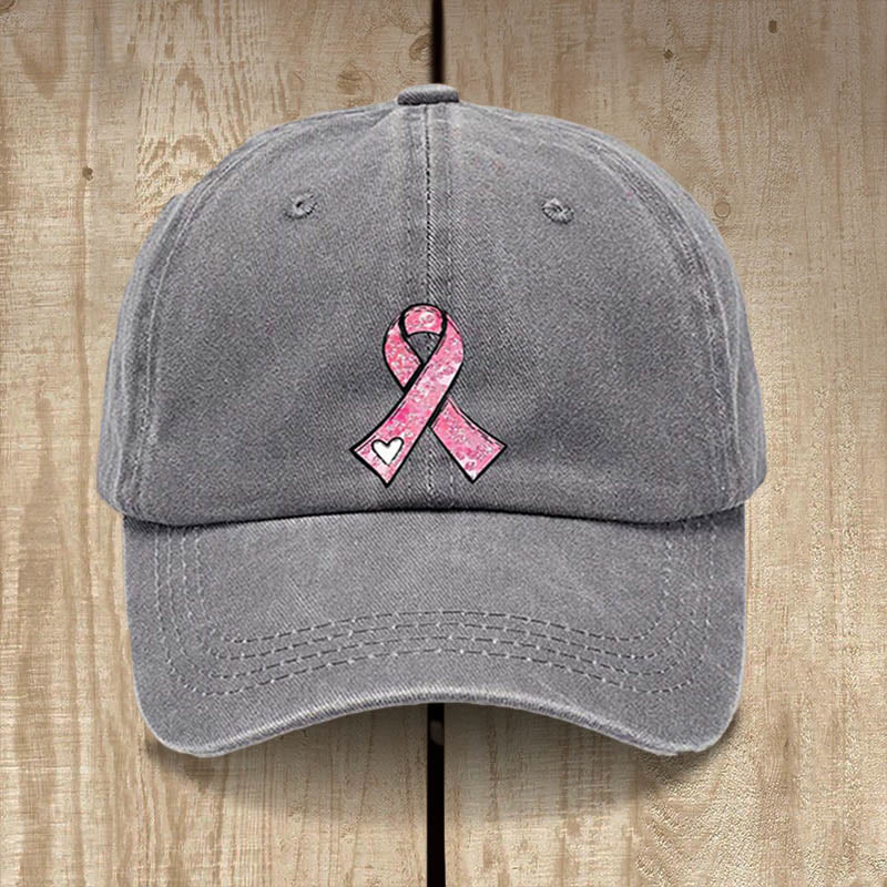Christianartworkshop Gottes heilende Gebete Pink Ribbon Hat: Glaubenskämpfer für Krebsbewusstsein - Grau - image 2