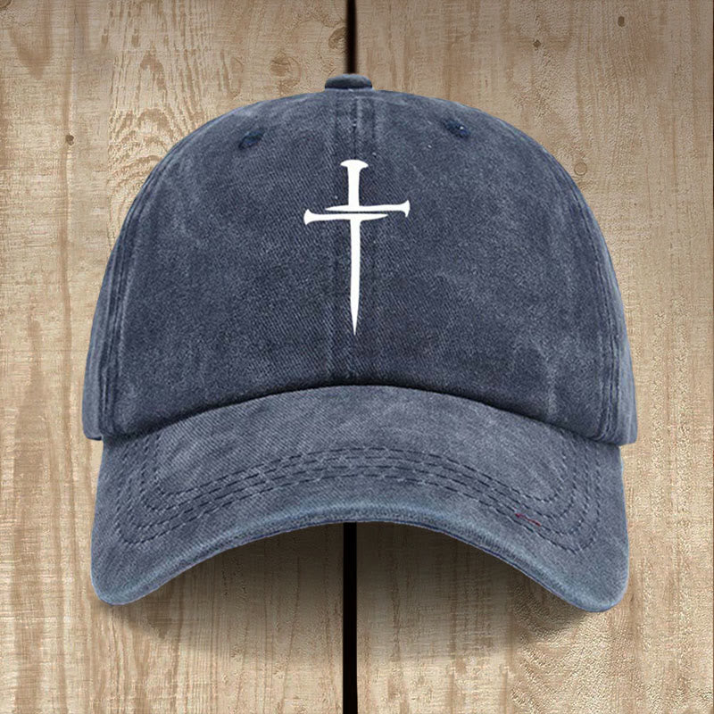 Christianartworkshop Minimalistischer Drei-Nägel-Kreuzhut: Einfachheit trifft Erlösung - Marineblau - image 2