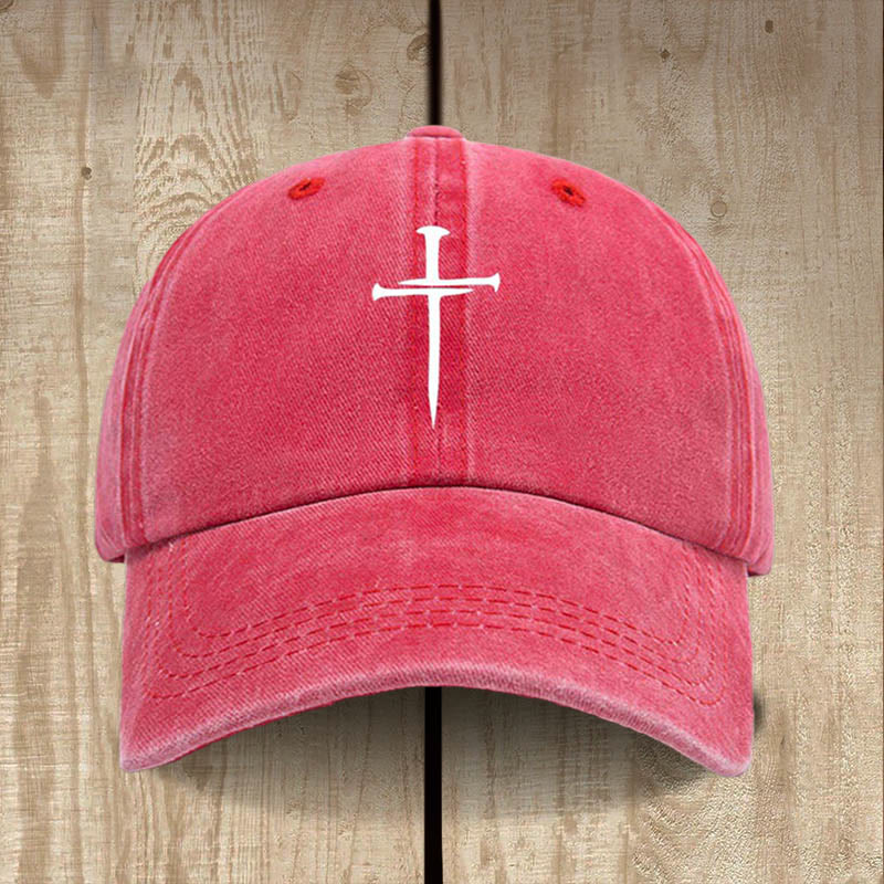 Christianartworkshop Minimalistischer Drei-Nägel-Kreuzhut: Einfachheit trifft Erlösung - Orange Rot - image 13