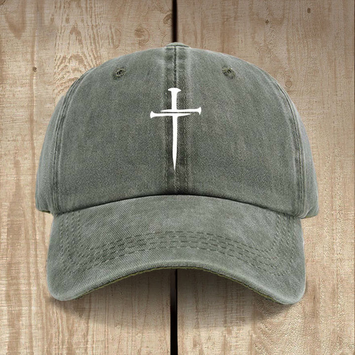 Christianartworkshop Minimalistischer Drei-Nägel-Kreuzhut: Einfachheit trifft Erlösung - Armeegrün - image 4