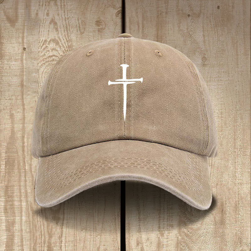 Christianartworkshop Minimalistischer Drei-Nägel-Kreuzhut: Einfachheit trifft Erlösung - Khaki - image 5