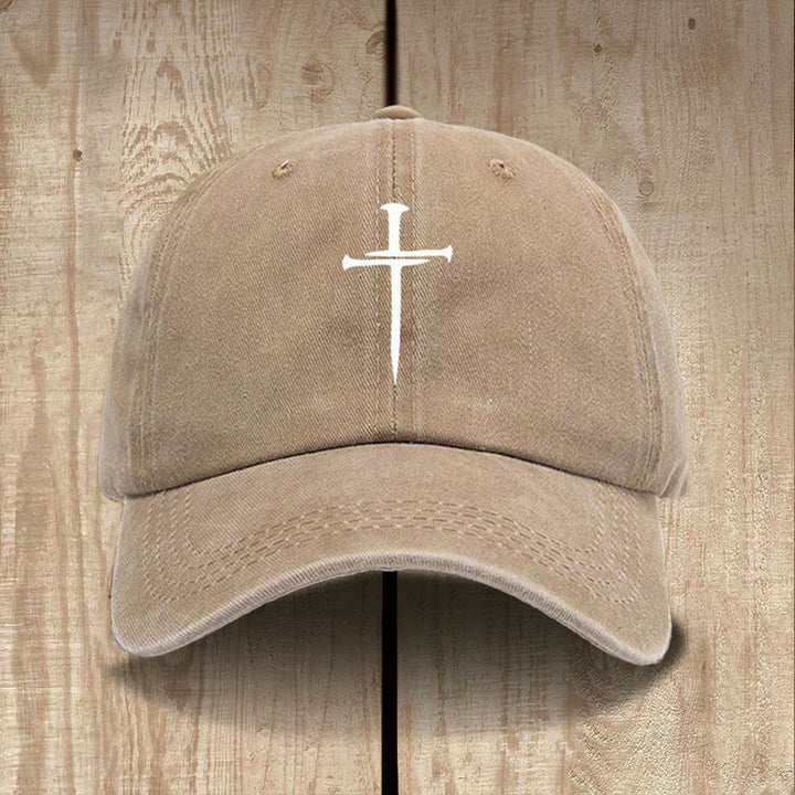 Christianartworkshop Minimalistischer Drei-Nägel-Kreuzhut: Einfachheit trifft Erlösung - Khaki - image 5