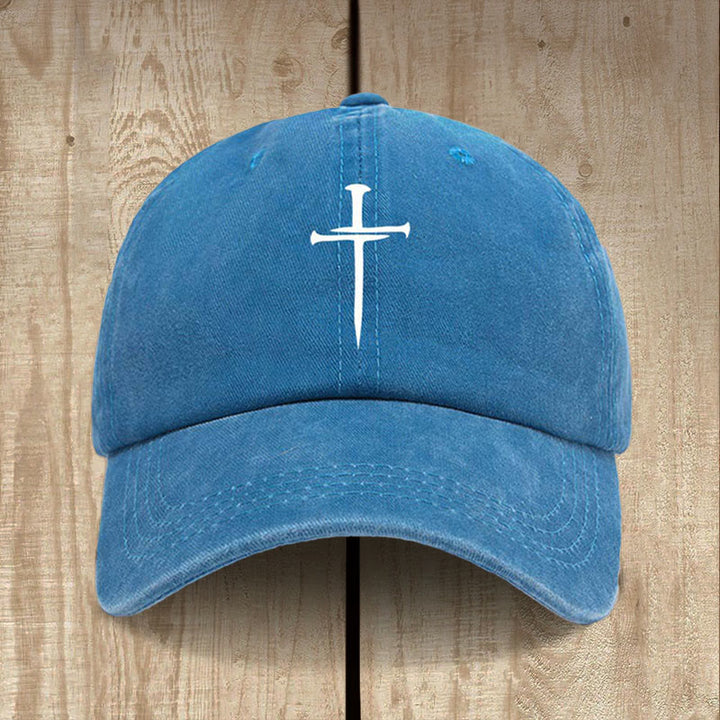 Christianartworkshop Minimalistischer Drei-Nägel-Kreuzhut: Einfachheit trifft Erlösung - Blau - image 9