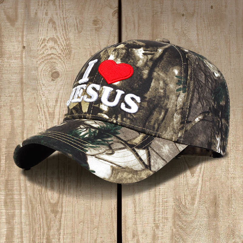 Christianartworkshop Baseballkappe mit Aufschrift „I Love Jesus“, Camouflage-Muster, für den Außenbereich - Tarnung - image 1