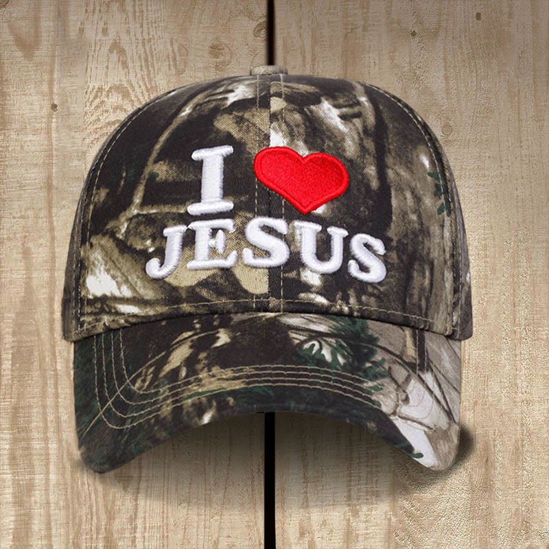 Christianartworkshop Baseballkappe mit Aufschrift „I Love Jesus“, Camouflage-Muster, für den Außenbereich - image 2