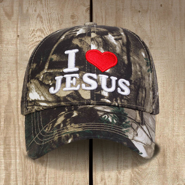 Christianartworkshop Baseballkappe mit Aufschrift „I Love Jesus“, Camouflage-Muster, für den Außenbereich - image 2