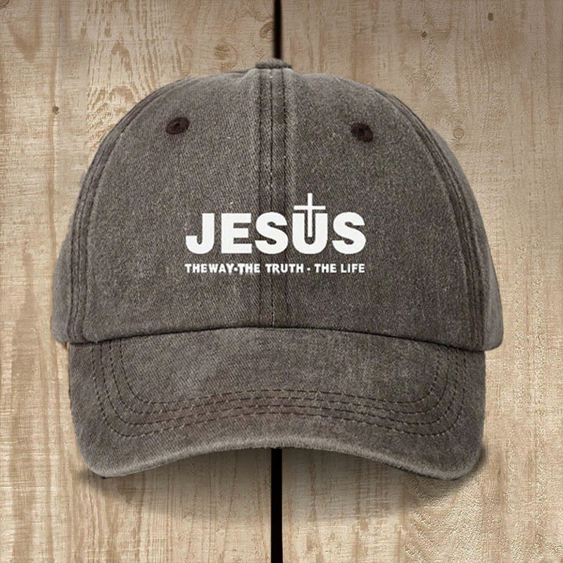 Christianartworkshop Minimalistische Baseballkappe mit Jesus-Statement „Der Weg, die Wahrheit, das Leben“ - Kaffee - image 3
