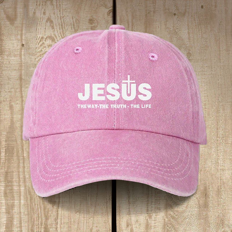 Christianartworkshop Minimalistische Jesus-Baseballkappe – Statement zum Thema Leben - Rosa - image 6