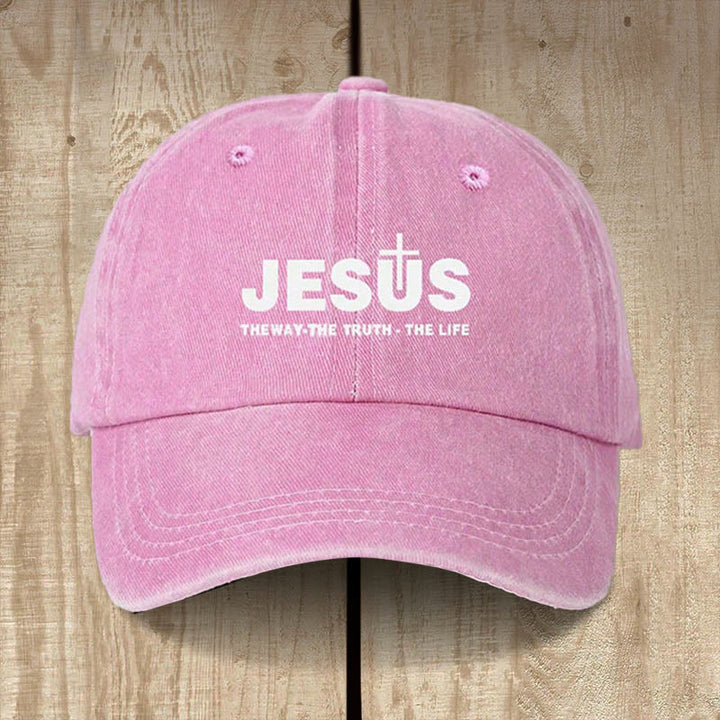 Christianartworkshop Minimalistische Jesus-Baseballkappe – Statement zum Thema Leben - Rosa - image 6