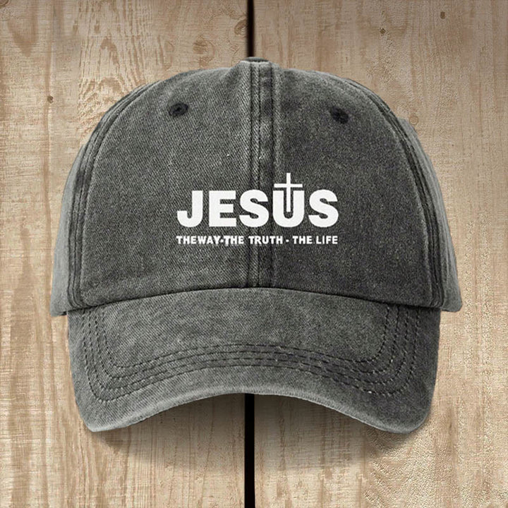 Christianartworkshop Minimalistische Baseballkappe mit Jesus-Statement „Der Weg, die Wahrheit, das Leben“ - Schwarz - image 1