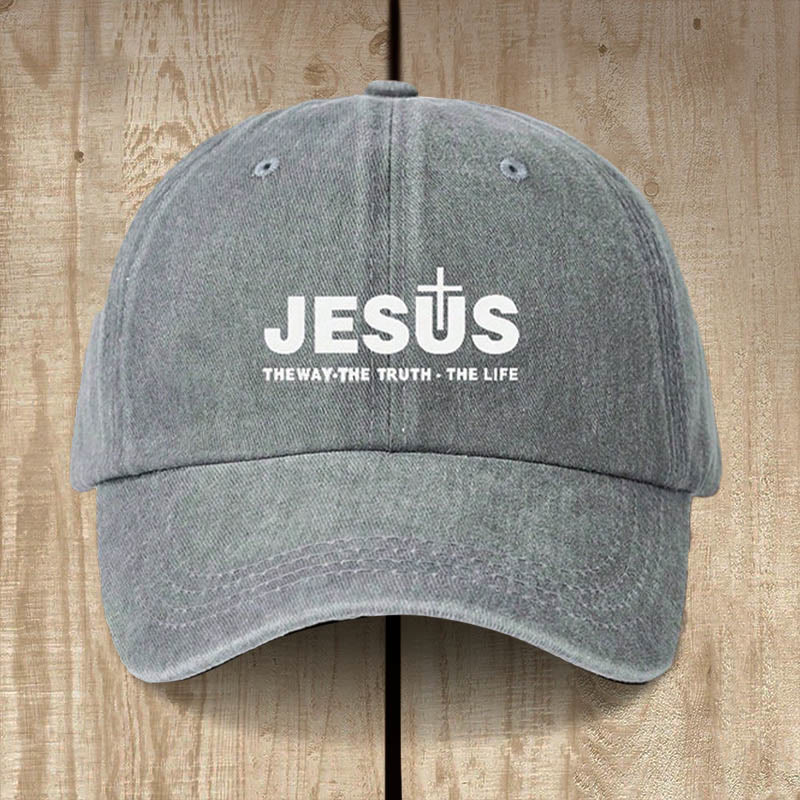 Christianartworkshop Minimalistische Baseballkappe mit Jesus-Statement „Der Weg, die Wahrheit, das Leben“ - Grau - image 2