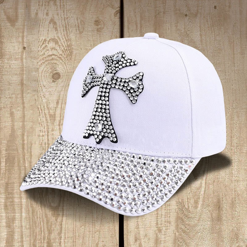 Christianartworkshop Faith Sparkles Crystal Cross Baseballkappe für Glamour-Gläubige - Weiß - image 4