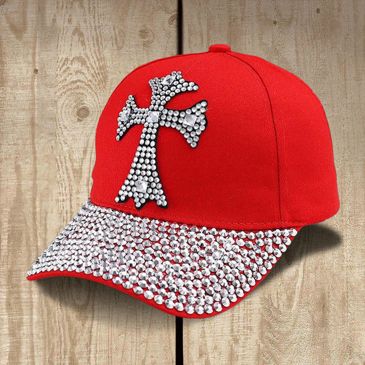 Christianartworkshop Faith Sparkles Crystal Cross Baseballkappe für Glamour-Gläubige - Rot - image 6