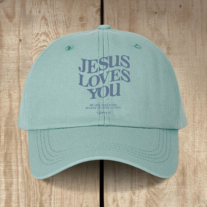 Christianartworkshop Glaubensvolle Baseballkappe „Jesus liebt dich“: Tragen Sie die Botschaft seiner Liebe - Himmelblau - image 1