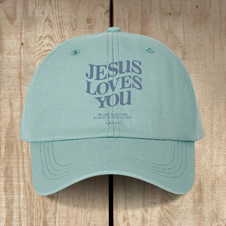 Christianartworkshop Glaubensvolle Baseballkappe „Jesus liebt dich“: Tragen Sie die Botschaft seiner Liebe - Himmelblau - image 1