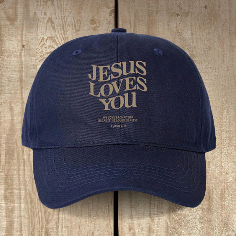 Christianartworkshop Baseballkappe „Jesus liebt dich“: Trage die Botschaft seiner Liebe - Marineblau - image 2