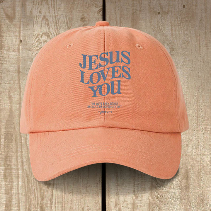 Christianartworkshop Baseballkappe „Jesus liebt dich“: Trage die Botschaft seiner Liebe - Orange - image 1