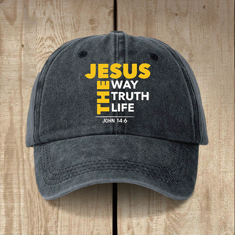 Christianartworkshop Vintage Jesus ist der Weg Wahrheit Leben Baseball Cap: Gehen Sie auf Seinem Weg - Schwarz - image 2