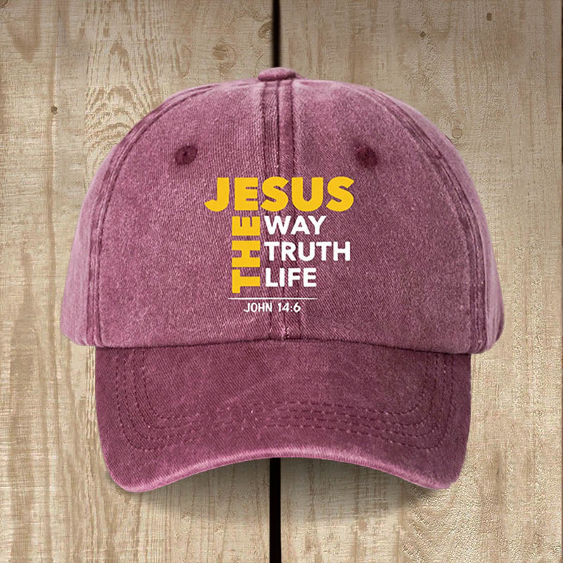 Christianartworkshop Vintage Jesus Is the Way Truth Life Baseballkappe: Gehe seinen Weg - Wein - image 0