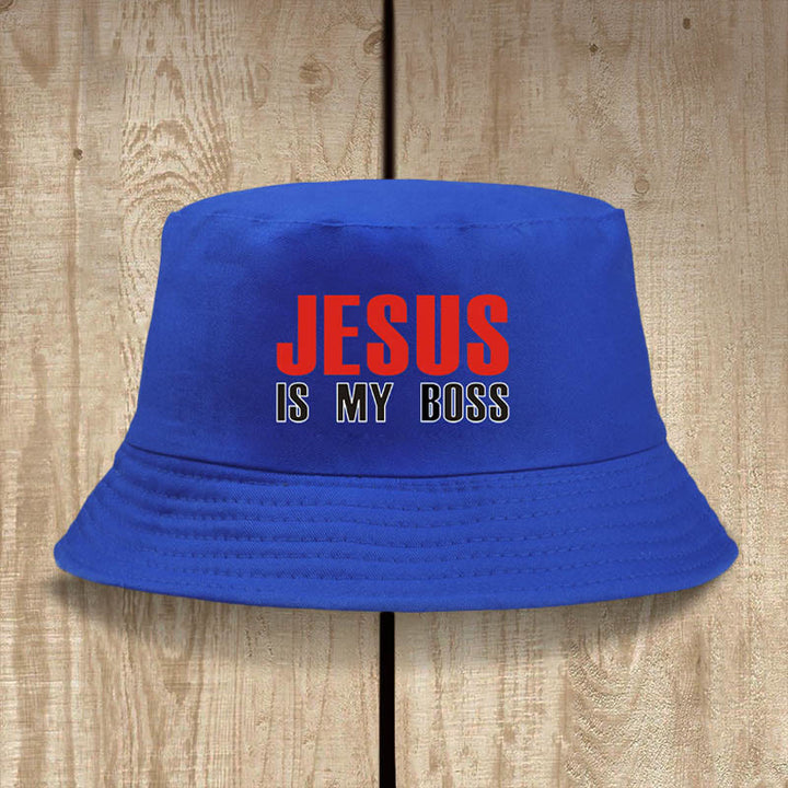 Christianartworkshop Jesus Is My Boss Bucket Cap: Gehen Sie im Glauben mit kühnem Selbstvertrauen - Königsblau - image 11