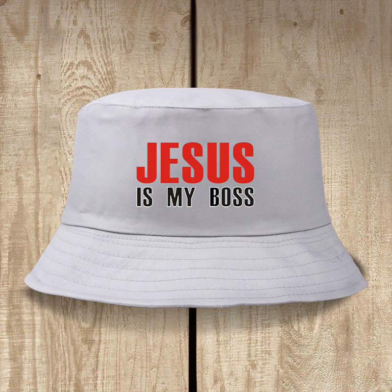 Christianartworkshop Jesus Is My Boss Bucket Cap: Gehen Sie im Glauben mit kühnem Selbstvertrauen - Grau - image 5