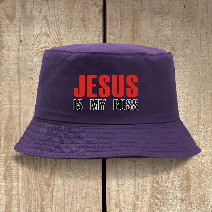 Christianartworkshop Jesus Is My Boss Bucket Cap: Gehen Sie im Glauben mit kühnem Selbstvertrauen - Lila - image 13