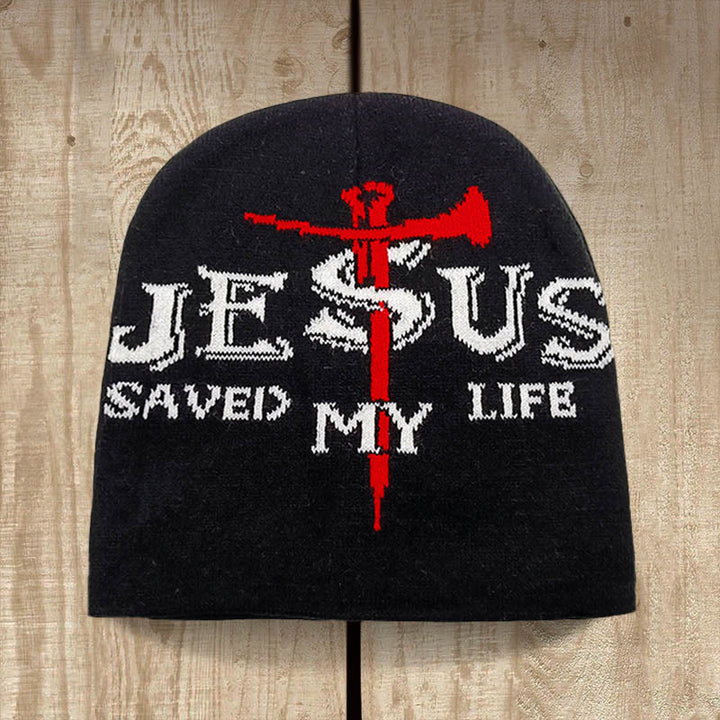 Christianartworkshop Strickmütze „Jesus hat mein Leben gerettet“: Eine warme Erinnerung an seine Gnade - Schwarz - image 3