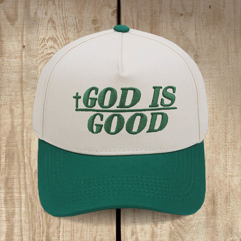 Christianartworkshop God Is Good Zweifarbige Baseballkappe: Mutig getragener Glaube - Dunkelgrün - image 8