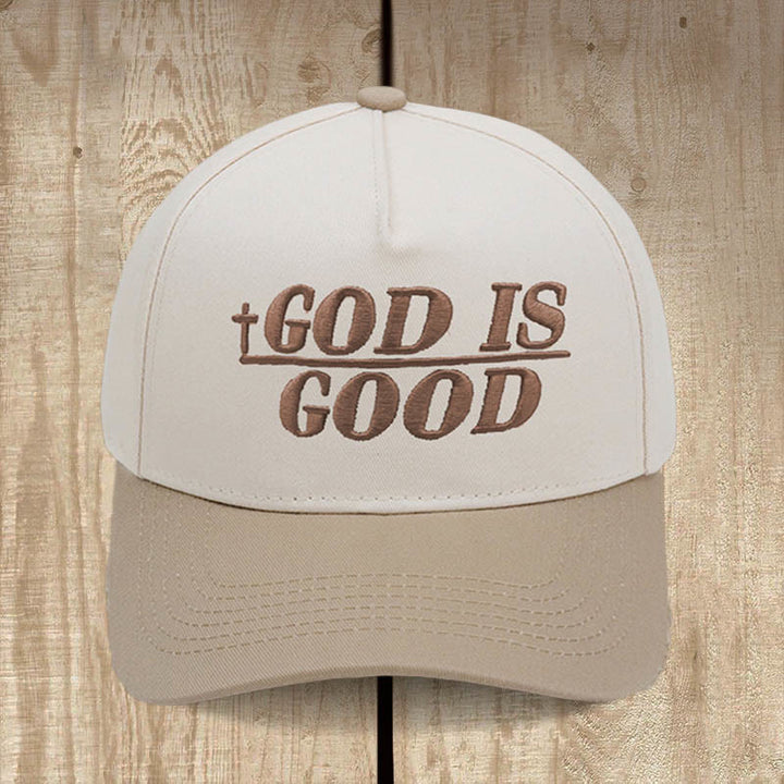 Christianartworkshop God Is Good Zweifarbige Baseballkappe: Mutig getragener Glaube - Khaki - image 1