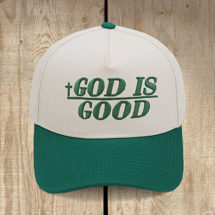 Christianartworkshop God Is Good Zweifarbige Baseballkappe: Mutig getragener Glaube - Dunkelgrün - image 7