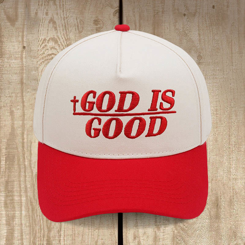 Christianartworkshop God Is Good Zweifarbige Baseballkappe: Mutig getragener Glaube - Rot - image 3