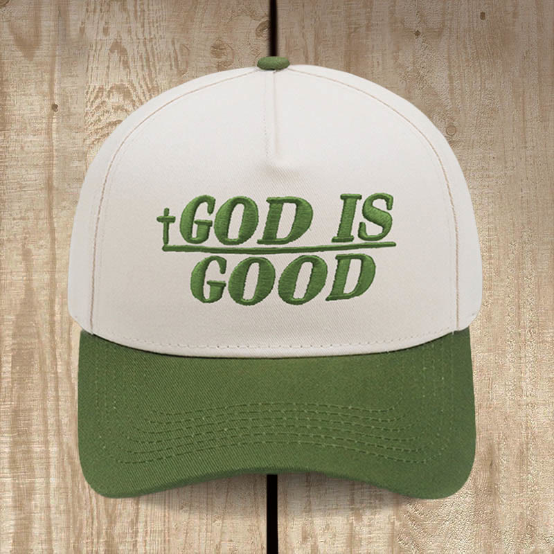 Christianartworkshop God Is Good Zweifarbige Baseballkappe: Mutig getragener Glaube - Armeegrün - image 9