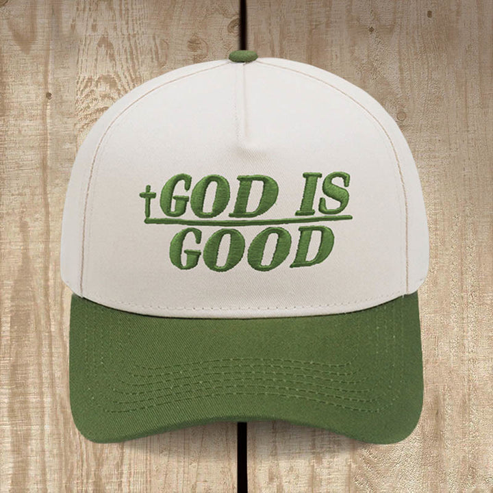 Christianartworkshop God Is Good Zweifarbige Baseballkappe: Mutig getragener Glaube - Armeegrün - image 9