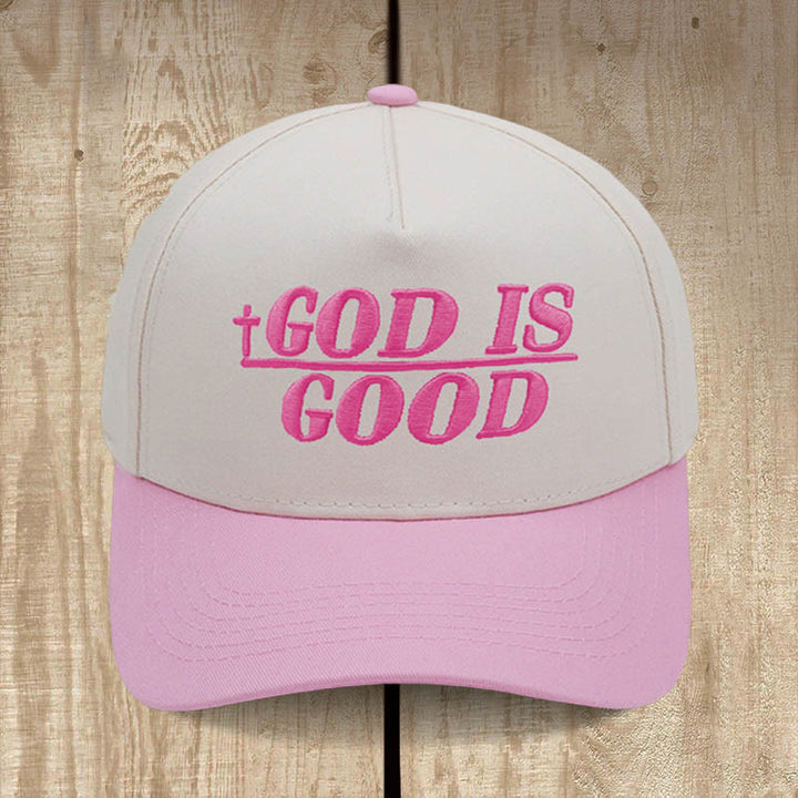 Christianartworkshop God Is Good Zweifarbige Baseballkappe: Mutig getragener Glaube - Rosa - image 4