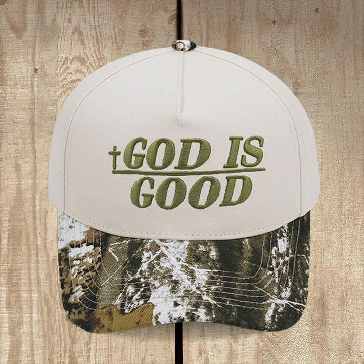 Christianartworkshop God Is Good Zweifarbige Baseballkappe: Mutig getragener Glaube - Tarnung - image 10