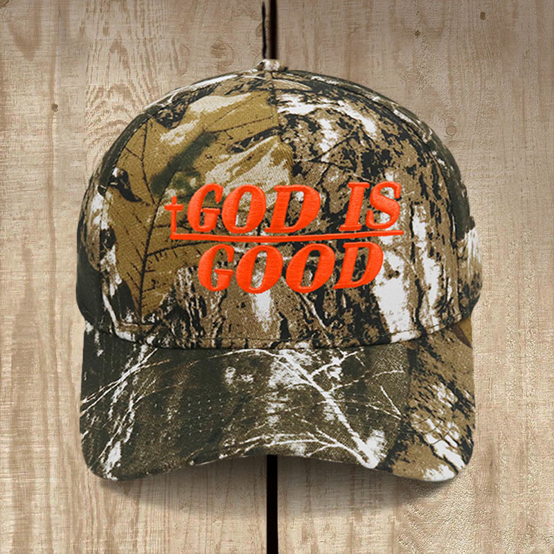 Christianartworkshop God Is Good Zweifarbige Baseballkappe: Mutig getragener Glaube - Volle Tarnung - image 12