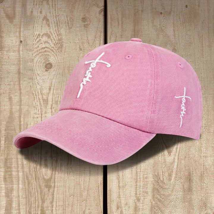 Christianartworkshop Minimalistische Baseballkappe mit Glaubenskreuz: Lässiger Stil mit einer kraftvollen Botschaft - Rosa - image 1