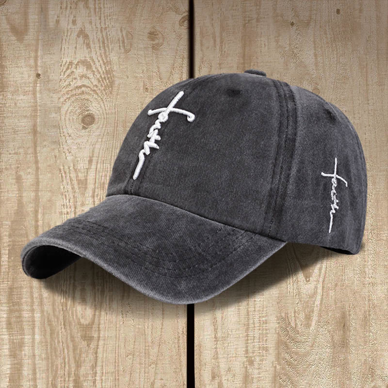 Christianartworkshop Minimalistische Baseballkappe mit Glaubenskreuz: Lässiger Stil mit einer kraftvollen Botschaft - Dunkelgrau - image 0
