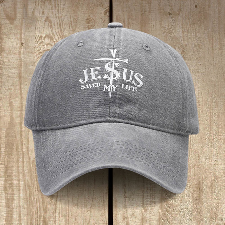 Christianartworkshop Baseballkappe mit Jesus-Statement „Saved My Life“: Saved by Grace - Grau - image 6
