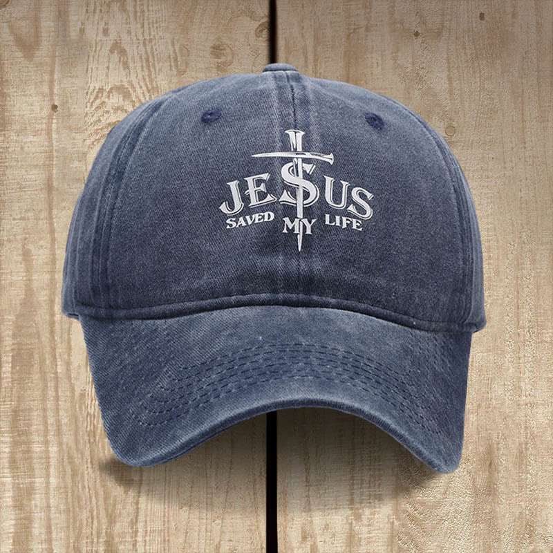 Christianartworkshop Baseballkappe mit Jesus-Statement „Saved My Life“: Saved by Grace - Marineblau - image 1