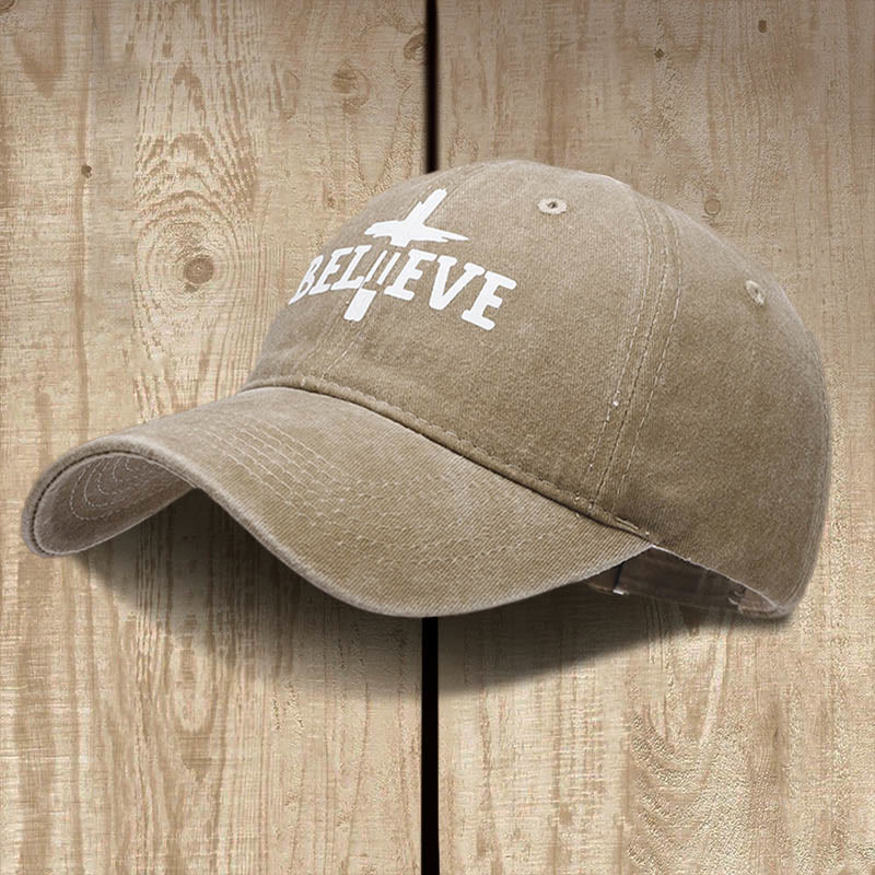Christianartworkshop Believe in the Cross Baseball Cap: Glaube über Zweifel - Khaki - image 6