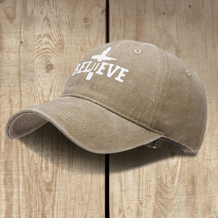 Christianartworkshop Believe in the Cross Baseball Cap: Glaube über Zweifel - Khaki - image 6