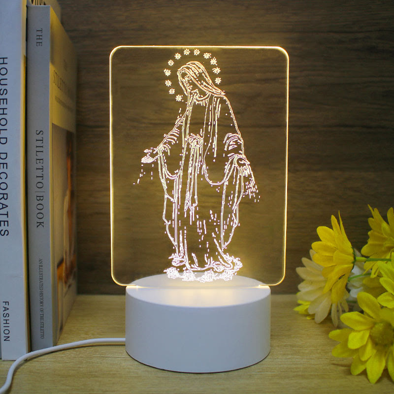 Christianartworkshop Minimalistischer Glaube, einzigartiges Geschenk-Nachtlicht: Leuchtende Umrisse und dauerhafte Symbole - C - image 3